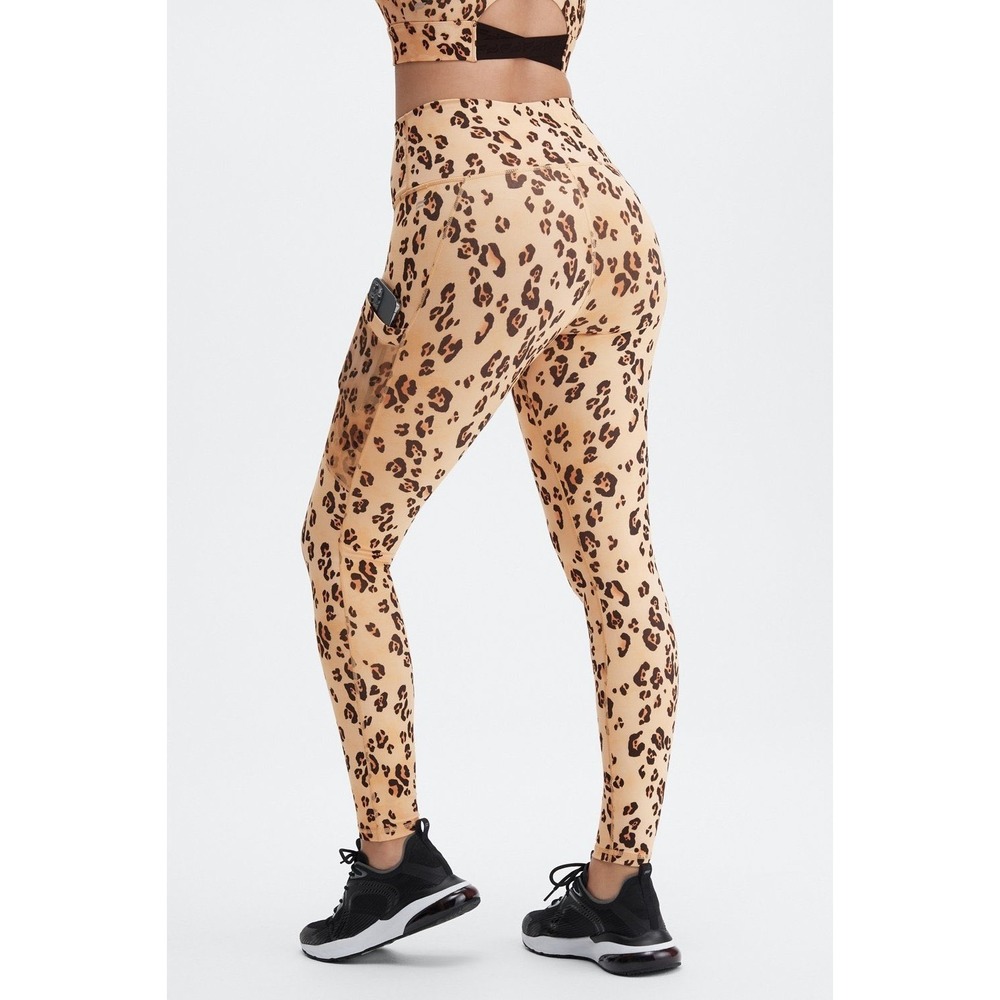NEW Fabletics On The Go Powerhold Leopard Print Highโ Waisted Pocket Leggings